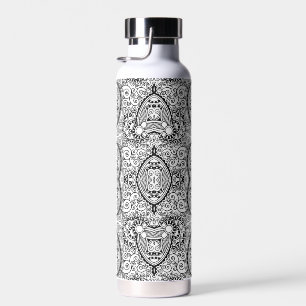 Cute black white patterns water bottle