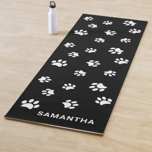 Cute Black White Paw Prints Custom Yoga Mat