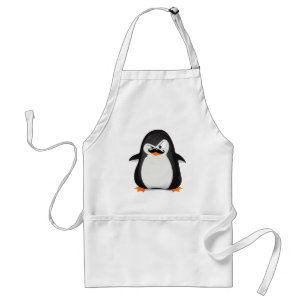 Cute Black  White Penguin And  Funny Moustache Standard Apron