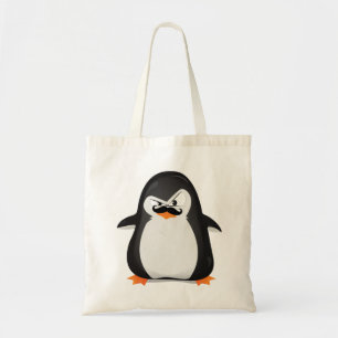 Cute Black  White Penguin And  Funny Moustache Tote Bag