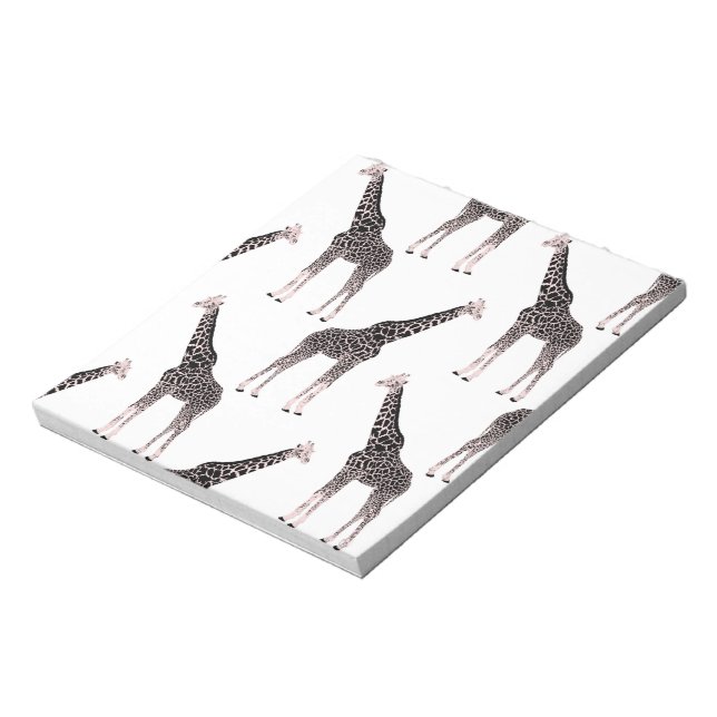 Cute Black White Pink Giraffe Notepad (Rotated)