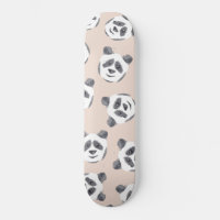 Cute Black White Pink Watercolor Panda Pattern
