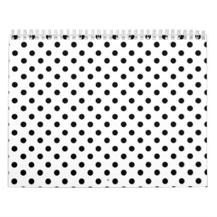 Cute Black White Polka Dots Pattern Calendar