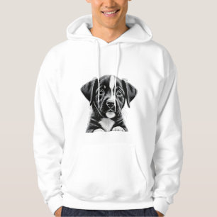 Cute Black & White Puppy – Cosy Dog Lover Hoodie