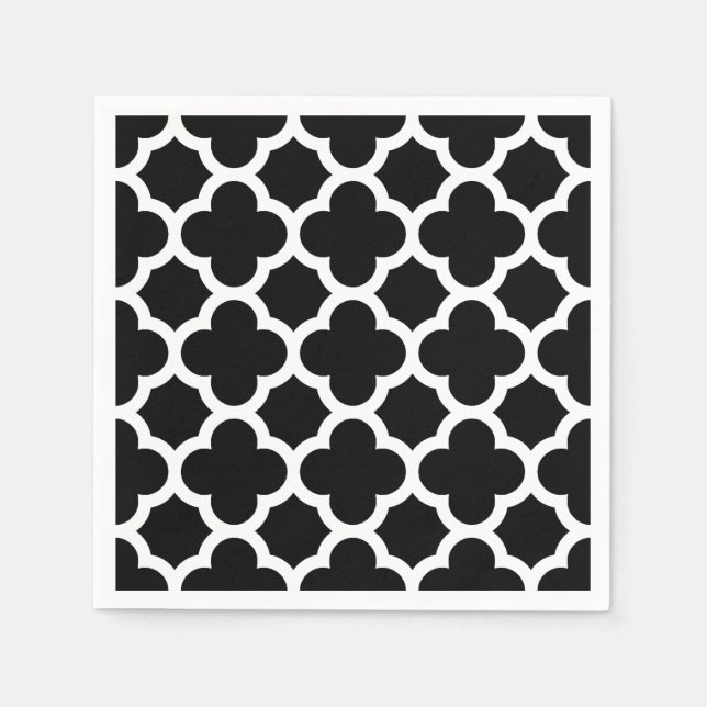 Cute Black White Retro Chic Trellis Pattern Napkin (Front)