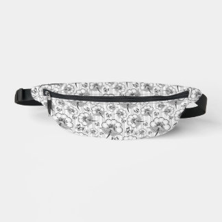Cute black white seamless flowers patterns bum bags
