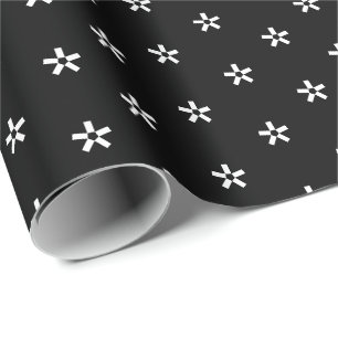 Cute Black White Snowflakes Holidays Pattern Wrapping Paper