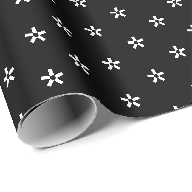 Cute Black White Snowflakes Holidays Pattern  Wrapping Paper (Roll Corner)