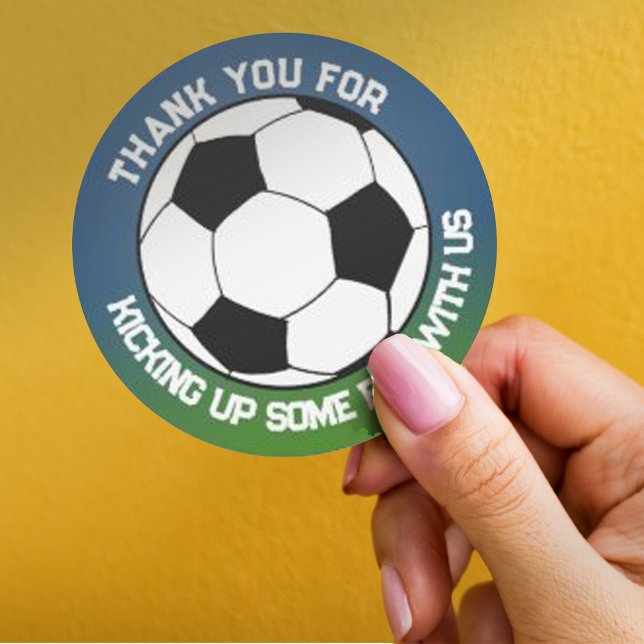 Cute Black White Soccer Football Theme Birthday Classic Round Sticker (Cute Black White Soccer Football Theme Birthday Classic Round Sticker)