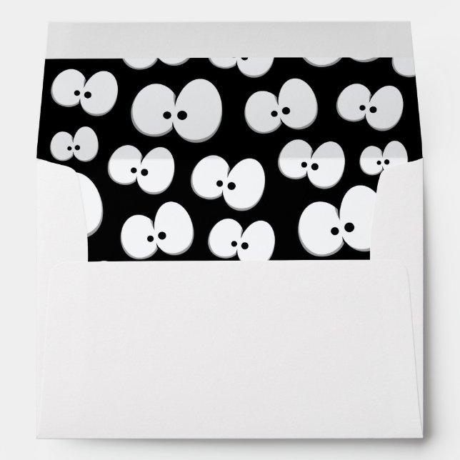 Cute Black & White Spooky Eyes Pattern Halloween Envelope (Back (Bottom))