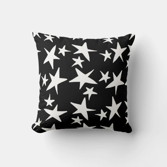 Cute Black & White Stars Cushion (Front)