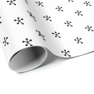 Cute black white stars snowflakes pattern wrapping paper