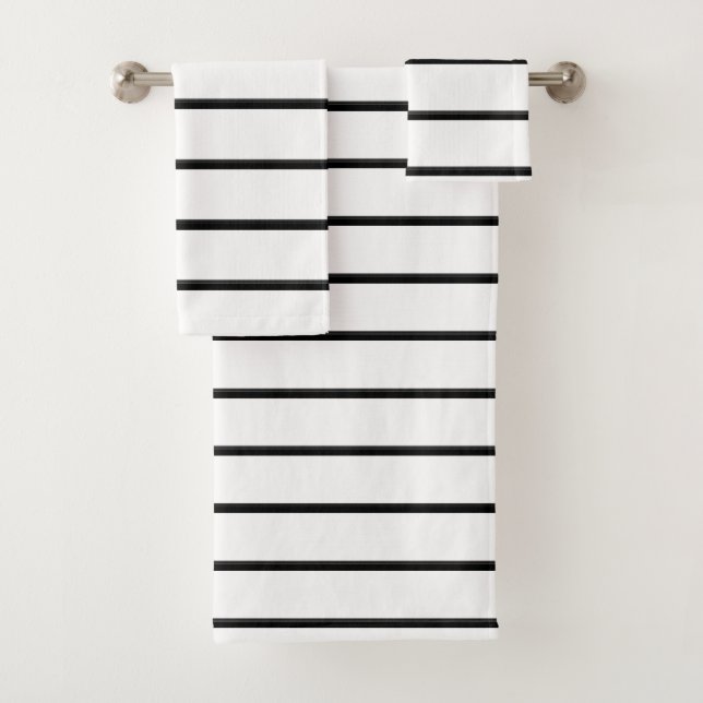 Cute black white stripes bath towel set (Insitu)