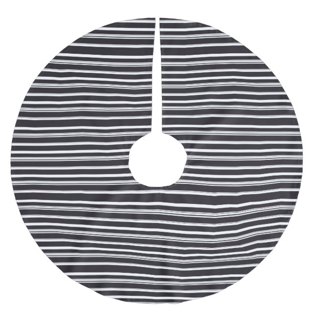 Cute black white stripes brushed polyester tree skirt (Front)