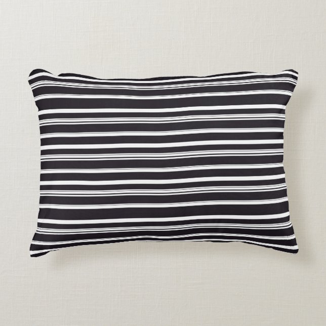 Cute black white stripes decorative cushion (Front)