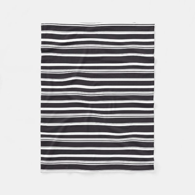 Cute black white stripes fleece blanket (Front)