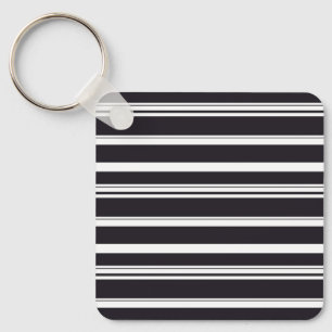 Cute black white stripes key ring