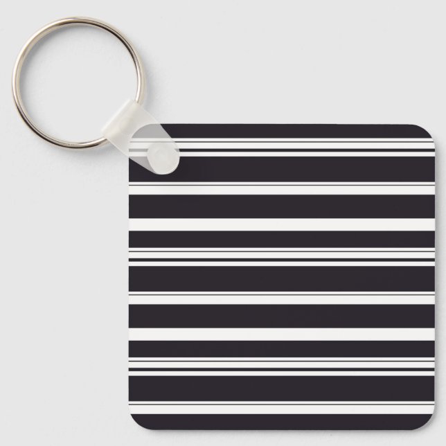 Cute black white stripes key ring (Front)