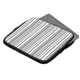 Cute black white stripes laptop sleeve