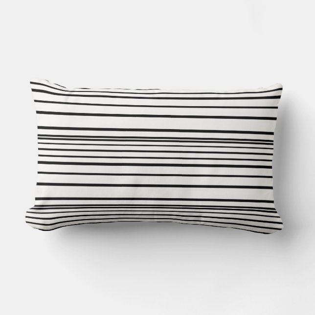 Cute black white stripes lumbar cushion (Front)