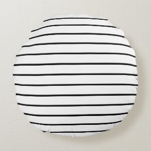 Cute black white stripes round cushion