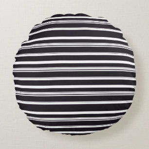 Cute black white stripes round cushion