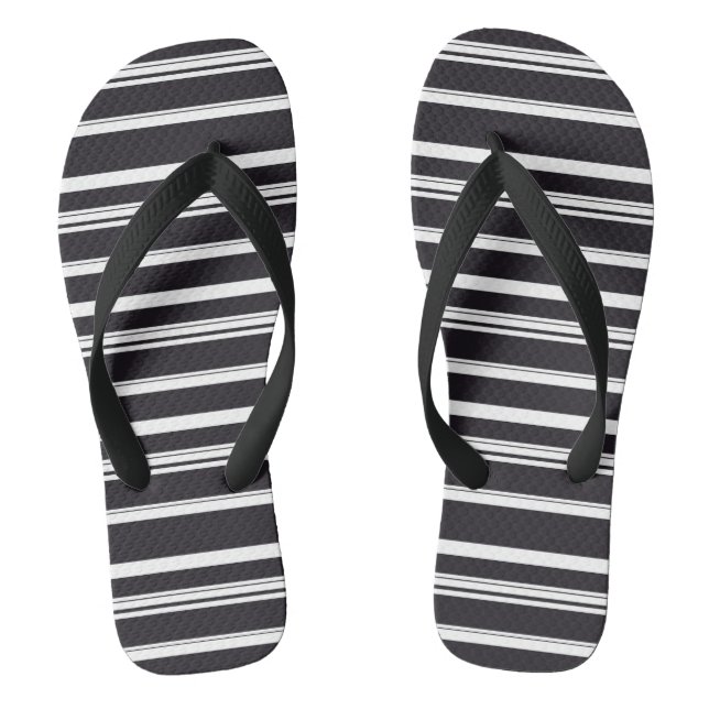 Cute black white stripes thongs (Footbed)