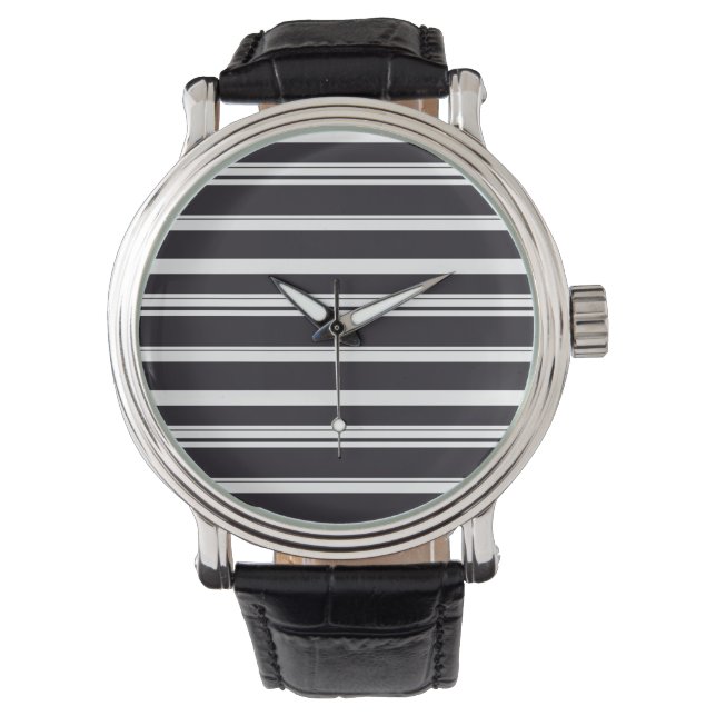 Cute black white stripes watch (Front)