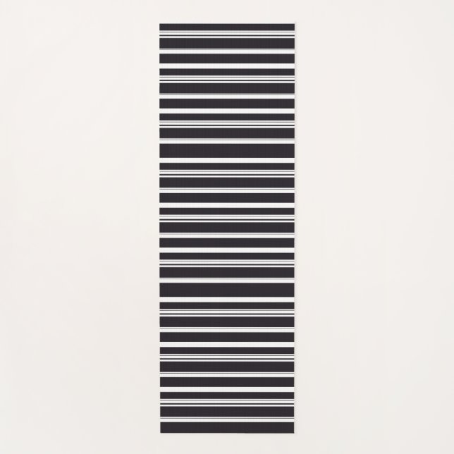 Cute black white stripes yoga mat (Front)