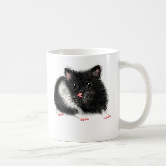 Cute Black white Syrian hamster gifts accessories Coffee Mug (Right)