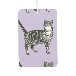 Cute Black White Tabby Cat Car Air Freshener