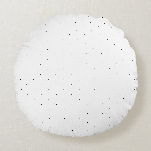 Cute Black white tiny polka dots elegant pattern Round Cushion (Front)