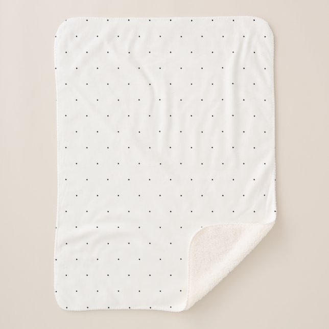 Cute Black white tiny polka dots elegant pattern Sherpa Blanket (Front)