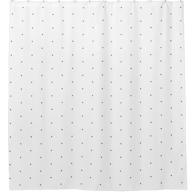 Cute Black white tiny polka dots elegant pattern Shower Curtain (Front)
