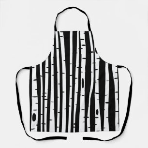 Cute black white tree pattern apron