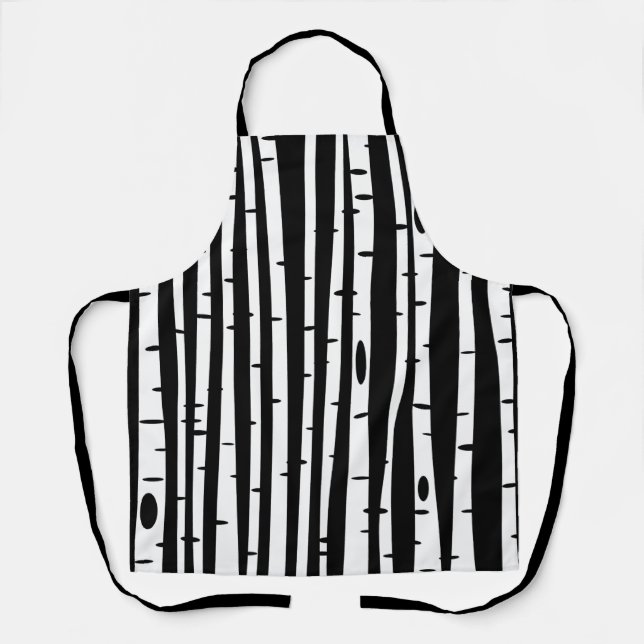 Cute black white tree pattern apron (Front)