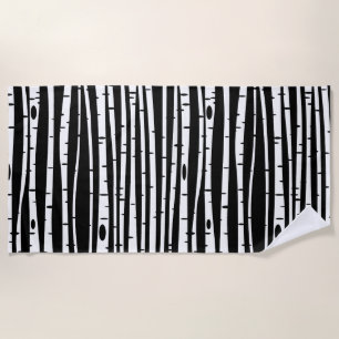 Cute black white tree pattern beach towel