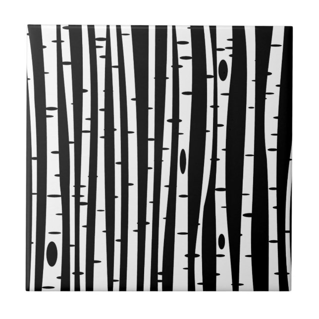 Cute black white tree pattern ceramic tile (Front)
