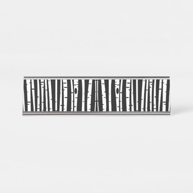 Cute black white tree pattern desk name plate (Front)