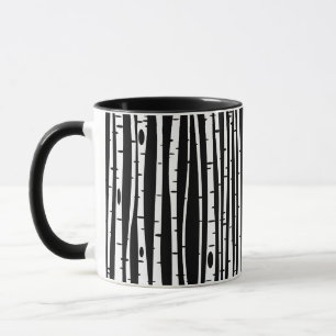 Cute black white tree pattern mug