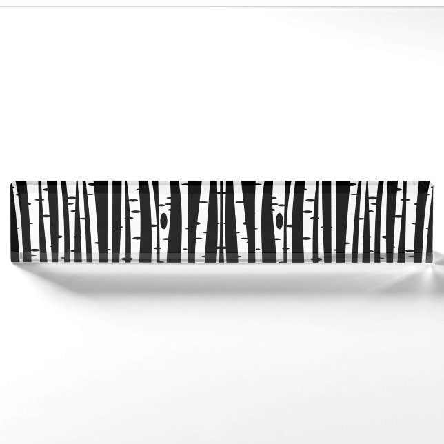 Cute black white tree pattern nameplate (Front)