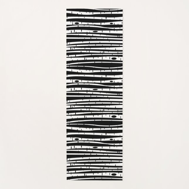 Cute black white tree pattern yoga mat (Front)