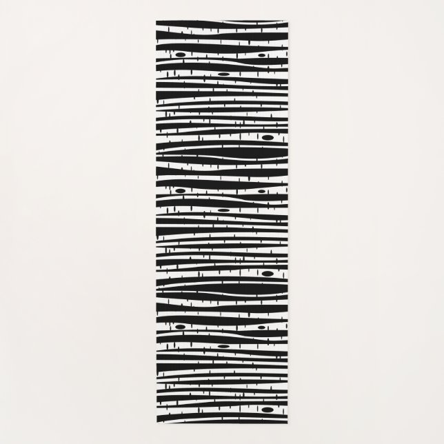 Cute black white tree pattern yoga mat (Front)