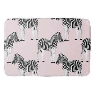 Cute Black White Zebra Animal Pink Design Bath Mat