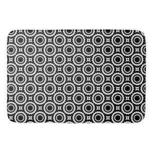 Cute black white zigzag circles design bath mat