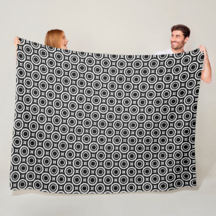 Cute black white zigzag circles design fleece blanket