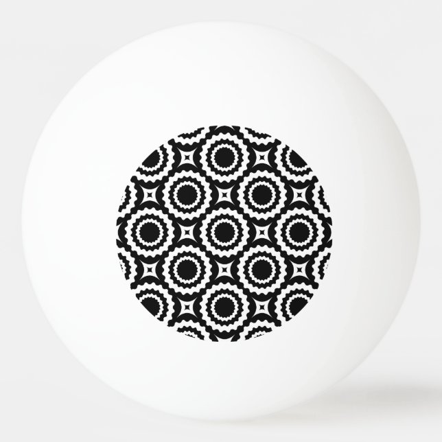 Cute black white zigzag circles design ping pong ball (Front)
