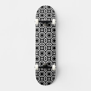 Cute black white zigzag circles design skateboard