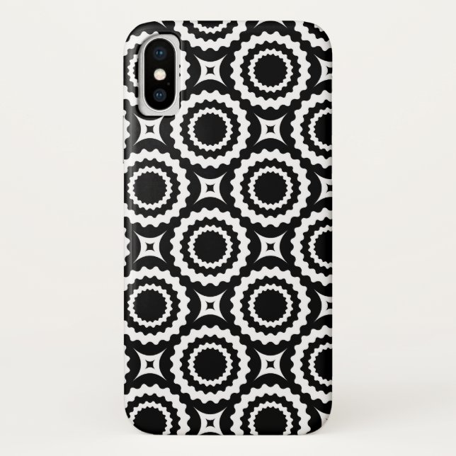 Cute black white zigzag circles pattern Case-Mate iPhone case (Back)