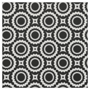 Cute black white zigzag circles pattern fabric